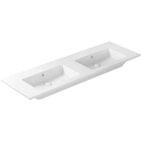 Раковина GALASSIA EDEN 7228SF двойная подвесная или встраиваемая сверху без отверстий с переливом цвет белый глянцевый