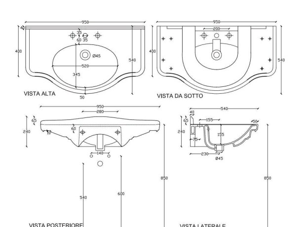 Раковина GALASSIA ETHOS 8434M NE подвесная или встраиваемая сверху с одним отверстием с переливом цвет черный глянцевый