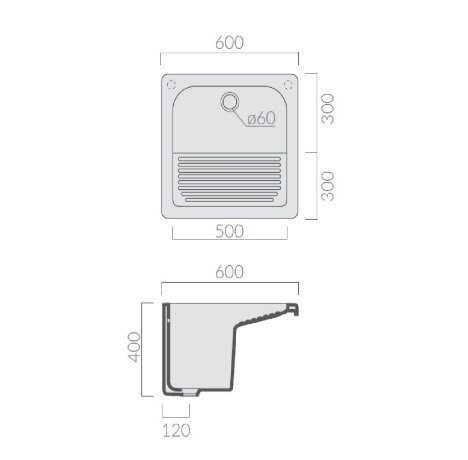 Раковина GALASSIA OSIRIDE 2003 хозяйственная встраиваемая сверху на тумбу 9001
