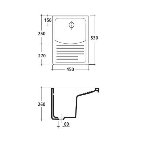 Раковина GALASSIA MI NERVA 2008 хозяйственная встраиваемая сверху на тумбу 9011