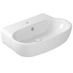 Раковина GALASSIA ERGO 7120 подвесная с одним отверстием с переливом цвет белый глянцевый