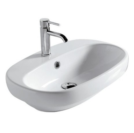 Раковина GALASSIA Ergo 7118 встраиваемая сверху с одним отверстием с переливом цвет белый глянцевый