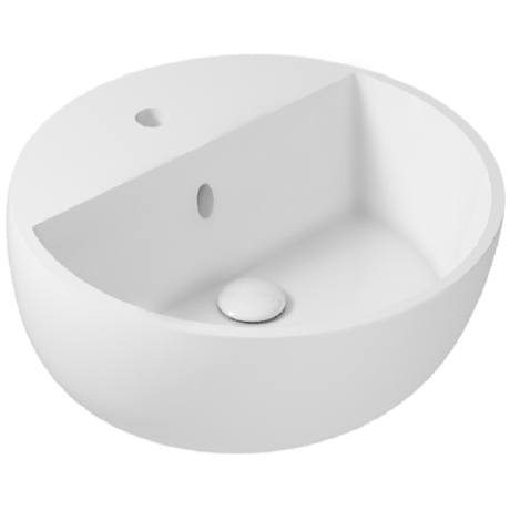 Раковина GALASSIA M2, EDEN 5203M накладная с одним отверстием с переливом цвет белый глянцевый