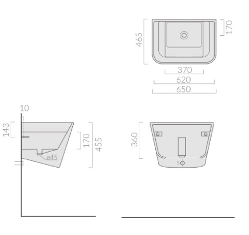 Раковина GALASSIA MEG11 5403 хозяйственная подвесная без отверстий без перелива цвет белый глянцевый