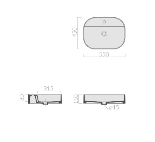 Раковина GALASSIA SMART B 7401 накладная с одним отверстием без перелива цвет белый глянцевый