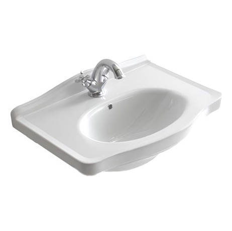 Раковина GALASSIA ETHOS 8432М подвесная или на пьедестал с одним отверстием с переливом цвет белый глянцевый