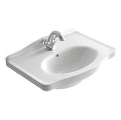 Раковина GALASSIA ETHOS 8432М подвесная или на пьедестал с одним отверстием с переливом цвет белый глянцевый