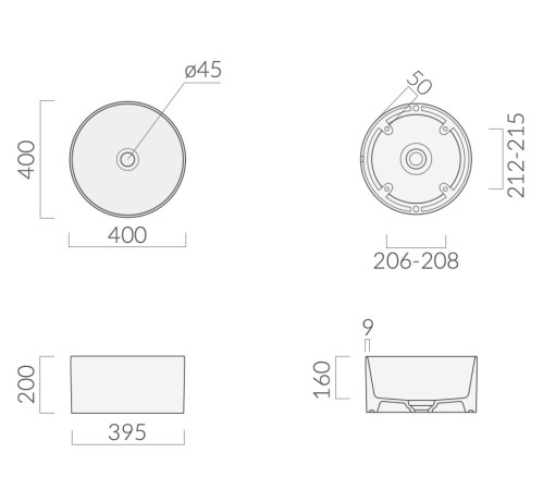 Раковина GALASSIA CORE 7306 SA накладная без перелива цвет песочный матовый